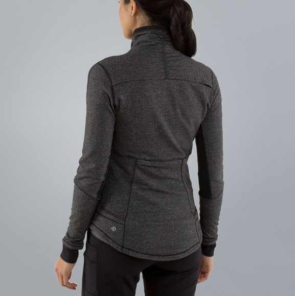 LULULEMON Base Runner 1/2 Zip Heathered Herringbone Heathered Black SIZE 4 New - Picture 2 of 6